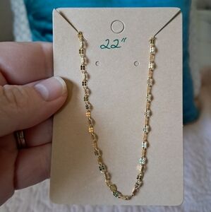 14kt Gold over Sterling Silver 22" Sequins Confetti Italian Chain Hallmarked YGI